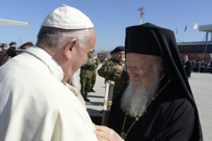 Pope Francis and Patriarch Bartholomew in Greece - April 16th, 2016. Photo credit: L'Osservatore Romano